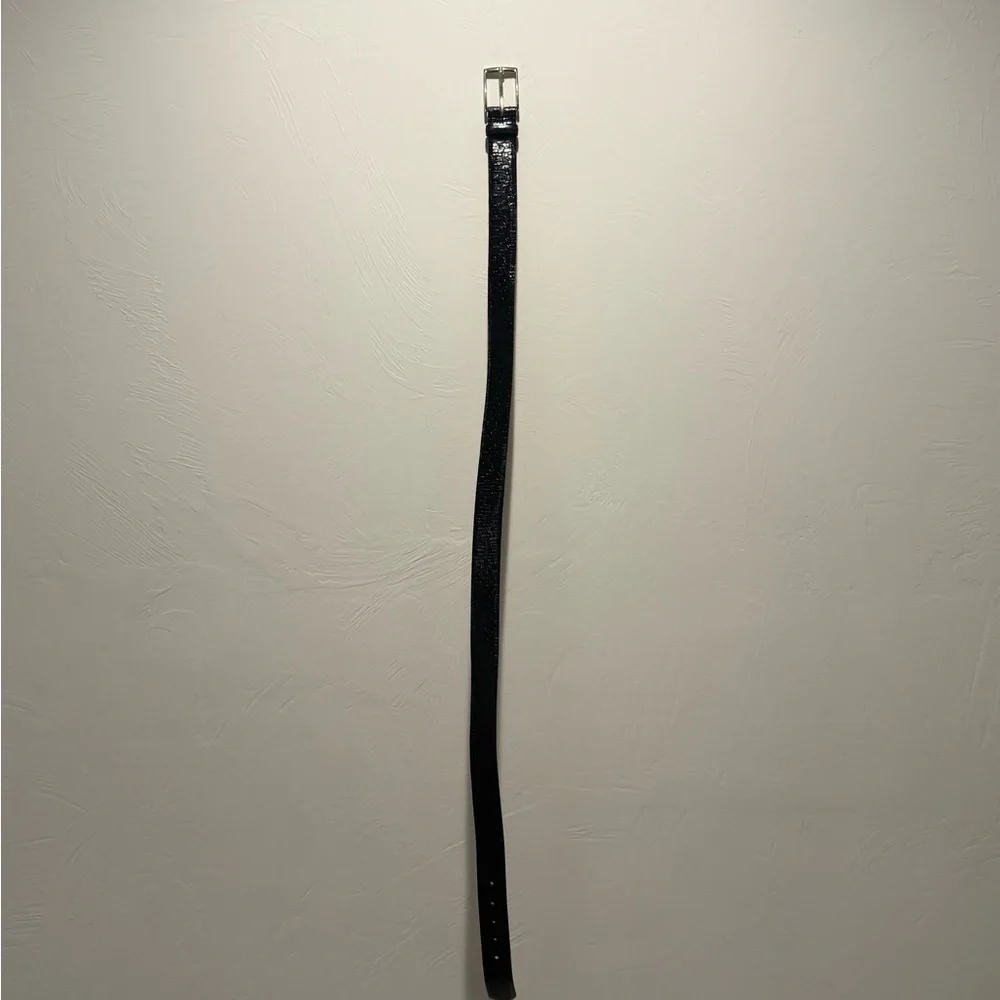Martin Dingman Black Leather Belt with Silver Buckle